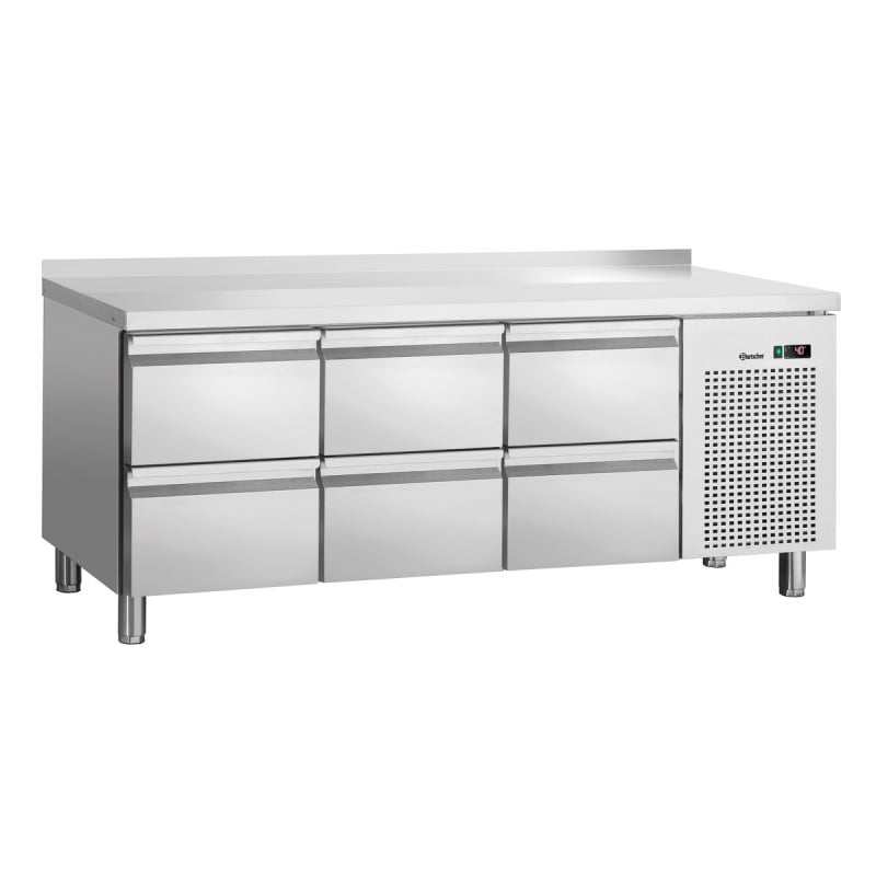 Pozitívny chladiaci stôl 6 zásuviek GN 1/1 s chrbtom