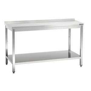 Stainless Steel Work Table with Lower Shelf and Backsplash - D 700 mm - L 1600 mm - Bartscher