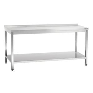 Table de Travail Inox avec Etagère Basse et Dosseret - P 700 mm - L 1800 mm - Bartscher