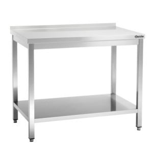 Stainless Steel Work Table with Lower Shelf and Backsplash - D 700 mm - L 1000 mm - Bartscher