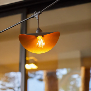 Outdoor String Light with Gold Steel Lampshade - Hat Light - Lumisky