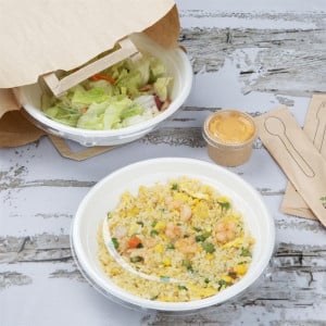 Recyklovateľné PET viečka Fiesta pre Poke Bowls 682 a 909 ml - Sada 50 - Gastronoble