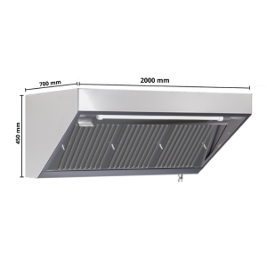 Hotte Snack 700 avec Led et Sans Moteur de Dynasteel - Dĺžka 2000