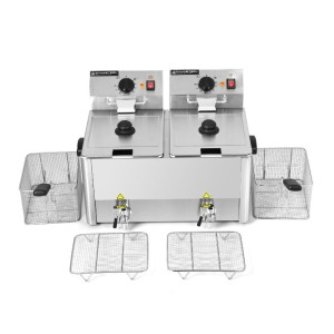 Profesionálna fritéza 2 x 8 L s odtokom - Dynasteel