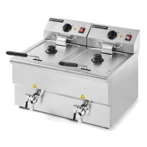 Profesionálna fritéza 2 x 8 L s odtokom - Dynasteel