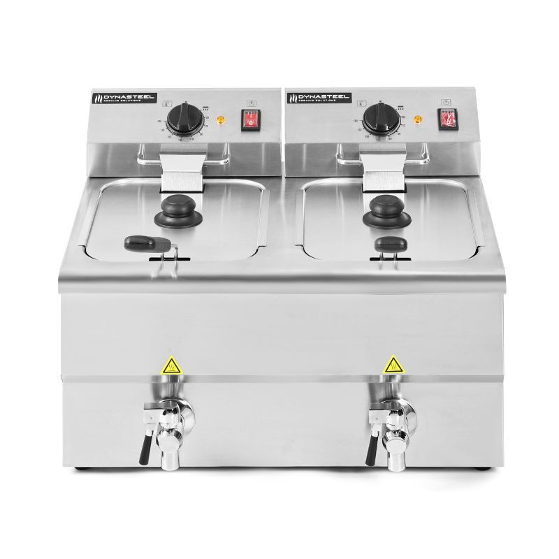 Professional Premium Deep Fryer 2 x 8 L with Drain - Dynasteel