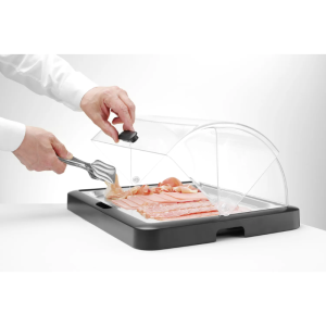 Vitrine Buffet s Posuvným Krytom UNIQ - Čierna - HENDI