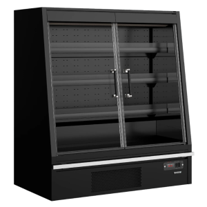 Vitrine Réfrigérée Basse Supermarché avec 2 Portes Noir - 360 L