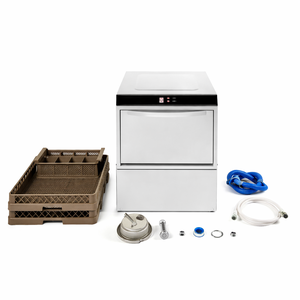 Profesionálna umývačka riadu s dávkovačom oplachovacieho prostriedku a čistiaceho prostriedku a odtokovým čerpadlom - 50 x 50 cm