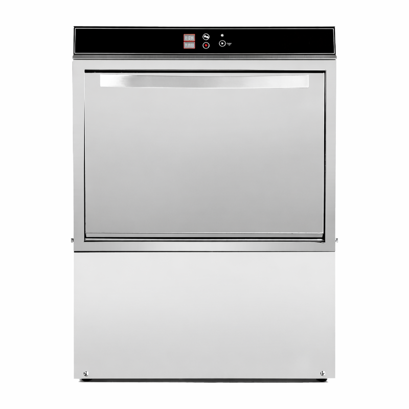 Profesionálna umývačka riadu s dávkovačom oplachovacieho prostriedku a čistiaceho prostriedku a odtokovým čerpadlom - 50 x 50 cm