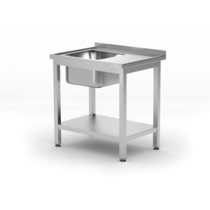 Plonge 1 Basin on the Left Profi Line with Shelf - D 600 x W 800 mm - HENDI
