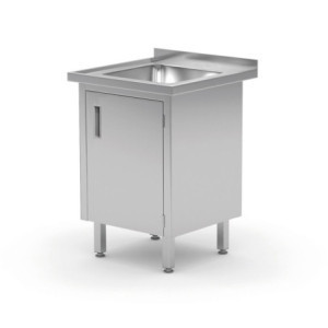 Stôl s drezom a skrinkou zváraný - Š 600 x H 600 mm - HENDI
