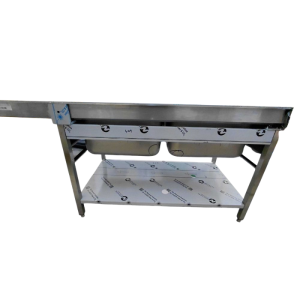 Ponorný drez s 2 vaničkami s priechodom na umývačku riadu a odkvapkávačom vpravo - 2000 x 700 mm