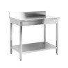 Stainless Steel Table 1600x600 mm with Backsplash and Lower Shelf