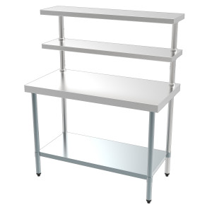 Stôl Inox s dolnou policou a 2 hornými policami – 1800 x 600 mm - CombiSteel