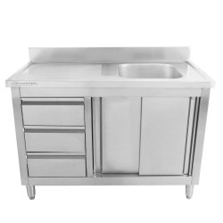Plunge Furniture 1 Basin with Backsplash and 3 Drawers - 1200 x 600 mm - Basin on the Right - Dynasteel