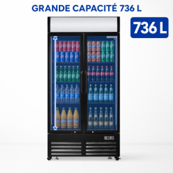Vitrine à Boissons 736 L 2 Portes Vitrées 2-8 °C R290