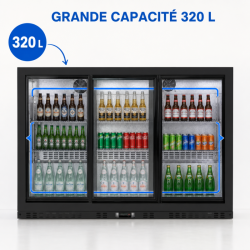 Zadný bar chladený 320 L 3 posuvné sklenené dvere