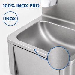 Lave-Mains Inox Commande Fémorale avec Dosseret et Savon