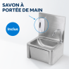 Lave-Mains Inox Commande Fémorale avec Dosseret et Savon