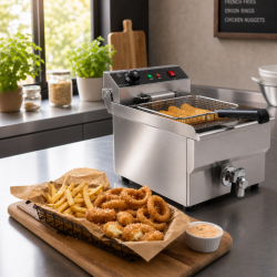 Professional Deep Fryer 13 L 3000 W with Drain - Stainless Steel