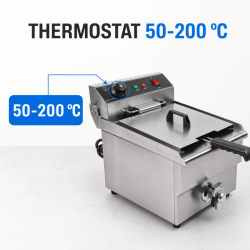Friteza Profesionálna 13 L 3000 W s Odtokom - Inox