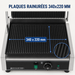 Grill Panini Pro 2200 W Rainuré 340x220 mm Inox