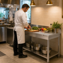 Stainless Steel Table 1600x600 mm with Backsplash and Lower Shelf