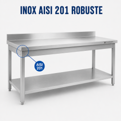 Stôl Inox 1600x600 mm Zástenka a Spodná Polica