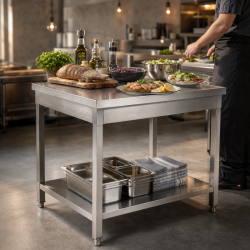 Stôl Inox 800x600 mm s dolnou policou — Pro