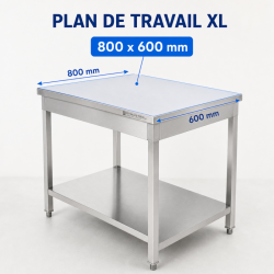 Stainless Steel Table 800x600 mm with Lower Shelf — Pro