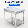 Stôl Inox 800x600 mm s dolnou policou — Pro