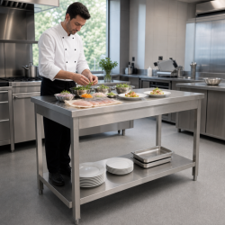 Stôl Inox 1200x700 mm s dolnou policou — Pro CHR