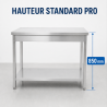 Stôl Inox 1200x700 mm s dolnou policou — Pro CHR