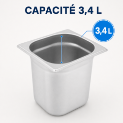 Bac Gastro GN 1/6 Inox Hĺbka 200 mm - 3,4 L