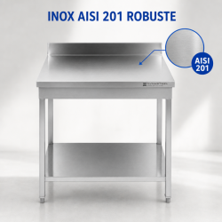 Stôl Inox 800x700 mm Zástenka a Spodná Polica