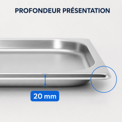 Bac Gastro GN 1/3 Inox 20 mm - Kompatibilné s umývačkou riadu