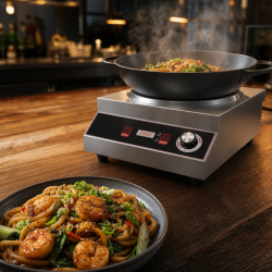 Wok na indukciu Pro 3500 W Inox — Konkávna zóna Ø227