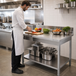 Stainless Steel Table 1600x700 mm with Backsplash and Lower Shelf