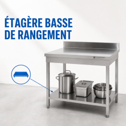 Stainless Steel Table 1600x700 mm with Backsplash and Lower Shelf