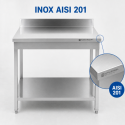 Stainless Steel Table 1600x700 mm with Backsplash and Lower Shelf