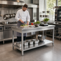 Stôl Inox 1600 x 600 mm s dolnou policou — AISI 201