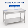 Stôl Inox 1600 x 600 mm s dolnou policou — AISI 201