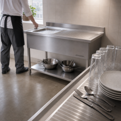 Stainless Steel Sink 1 Basin Right Drainer - L 1000 x D 600 mm