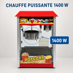Profesionálny stroj na popcorn 1400 W — Nerezová nádoba