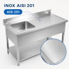 Stainless Steel Sink 1 Basin Right Drainer - L 1000 x D 600 mm