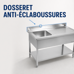 Plonge Inox 1 Bac Égouttoir Droite - L 1000 x P 600 mm