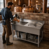 Plonge Inox 1 Bac 1200x600 mm, Égouttoir Droite, Dosseret