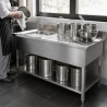 Plonge Inox 1 Bac 1200x600 mm, Égouttoir Droite, Dosseret