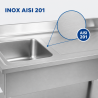 Plonge Inox 1 Bac 1200x600 mm, Égouttoir Droite, Dosseret